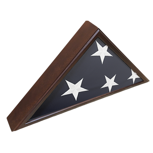 Triangular flag display case with four white stars from the American Flag