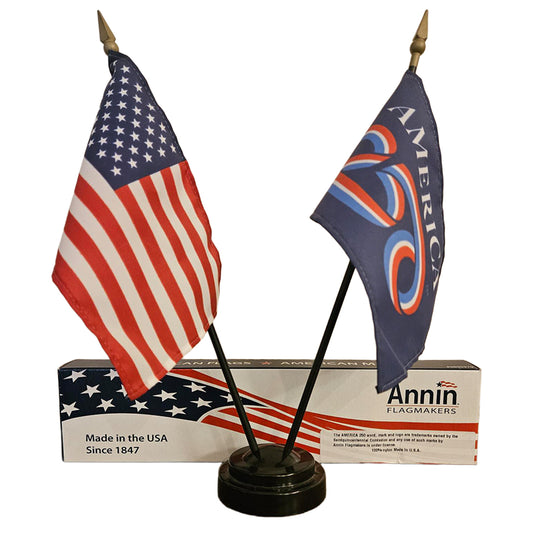 USA 250th Anniversary 4" x 6" Nylon Stick Flag Set