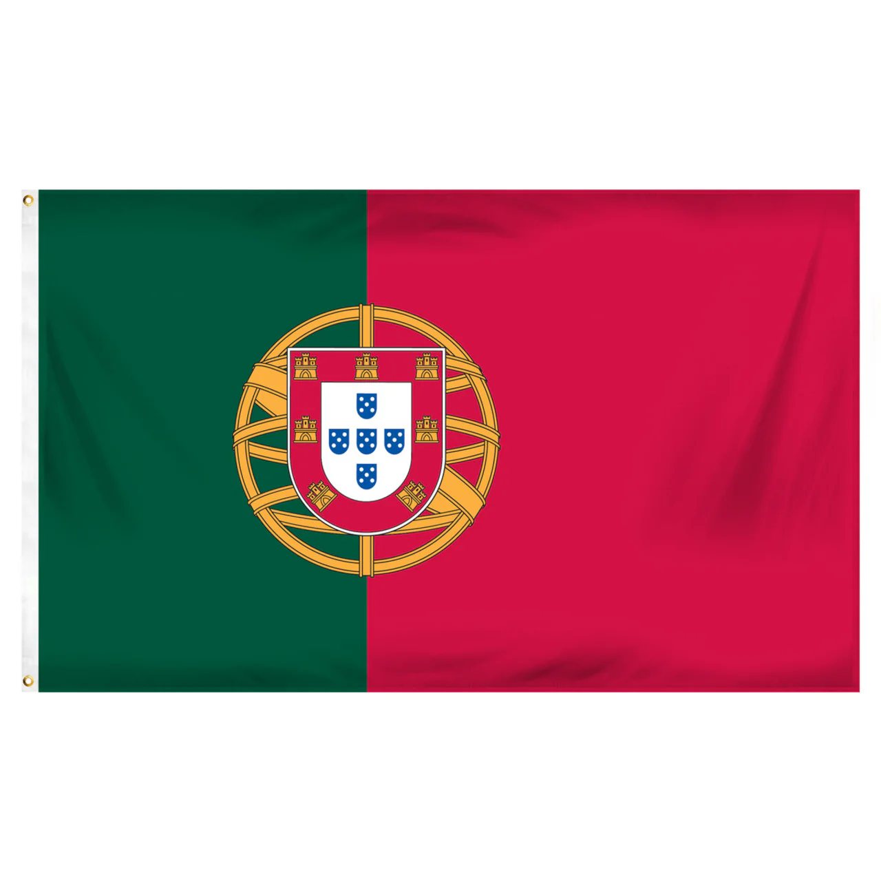 Flag of Portugal with green and red colors and a central coat of arms.