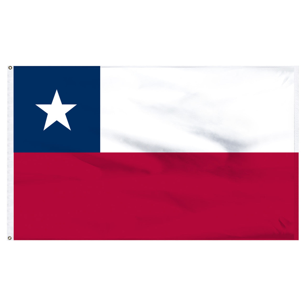 Flag of Chile with blue and red design and a white star on a white background