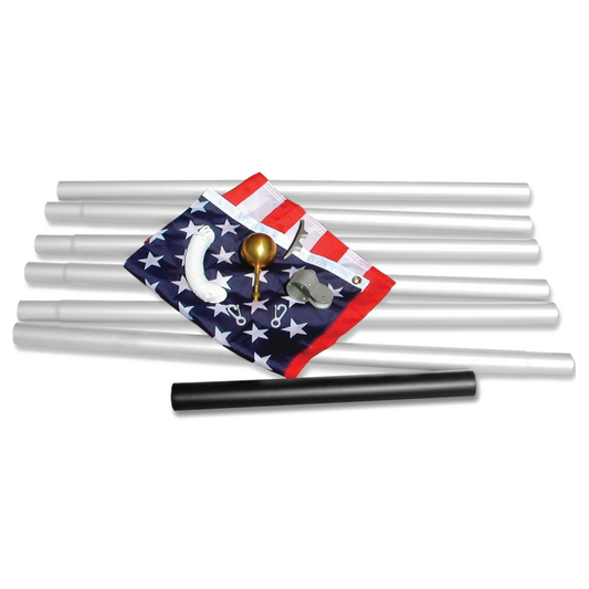 Super Tough 25ft Aluminum Sectional Residential Flagpole Kit - White Finish