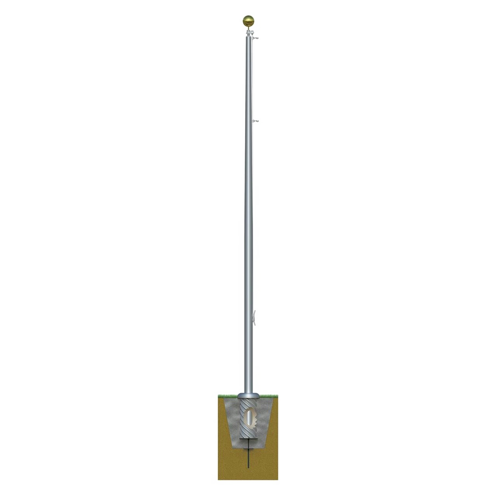 Illustration of a flagpole inground with ground sleeve