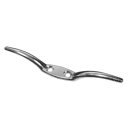 Metal cleat with two holes on a white background