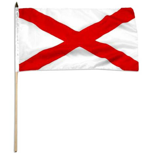 White Alabama state flag with two red diagonal stipes forming an 'X'