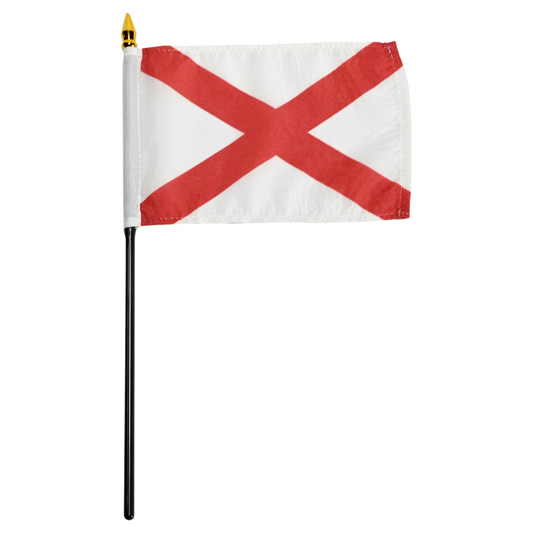 White Alabama state flag with two red diagonal stipes forming an 'X'