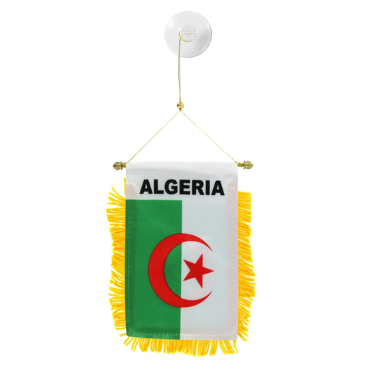 Flag of Algeria with yellow fringe on a white background