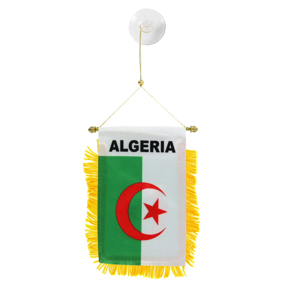 Flag of Algeria with yellow fringe on a white background
