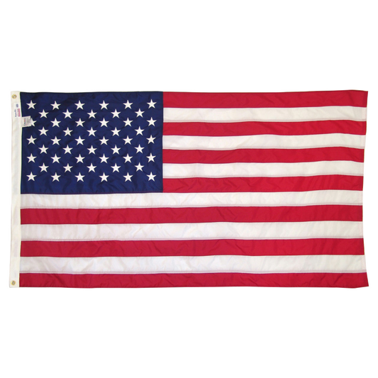 A 3ft x 5ft nylon American flag with a blue field featuring stars and a red and white striped border, displayed against a white background.