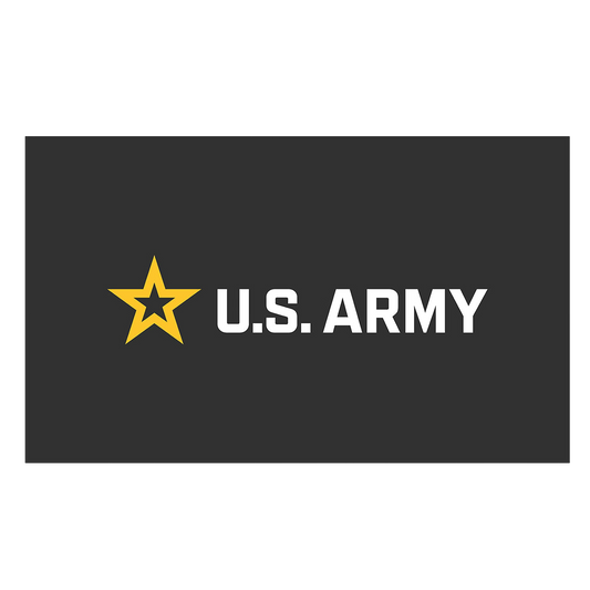 U.S. Army logo with yellow star and white text on a black background