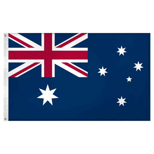 Blue flag of Australia with Union Jack in top left corner and white stars on a white background