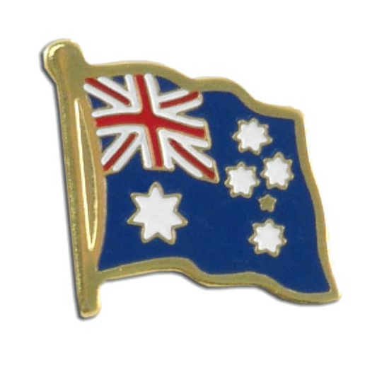 Pin with Australian flag design on a white background