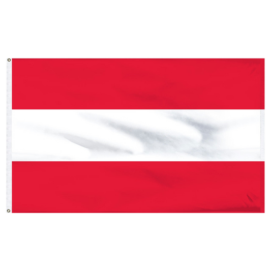 Austrian flag with two red horizontal stripes and a white central stripe