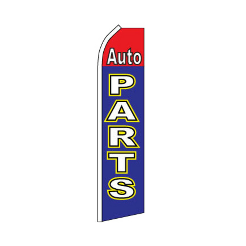 Swooper flag with 'Auto Parts' text on a white background