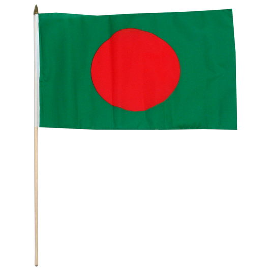 Flag of Bangladesh with a green field and red circle on a white background