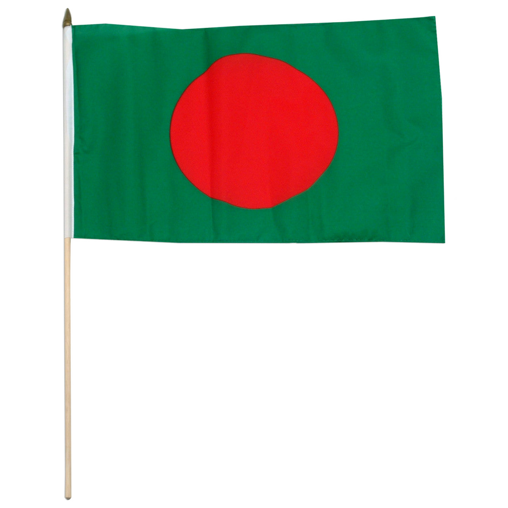 Flag of Bangladesh with a green field and red circle on a white background