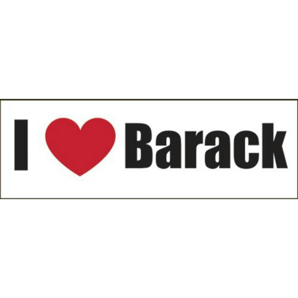 Sticker with 'I ❤️ Barack' text on a white background