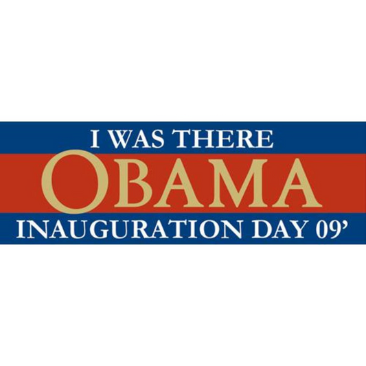 Sticker with 'I Was There Obama Inauguration Day 09' text on a blue and red background