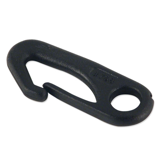 Black plastic flag snap hook clip.