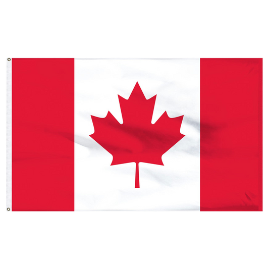 Canadian flag with a red maple leaf on a white background