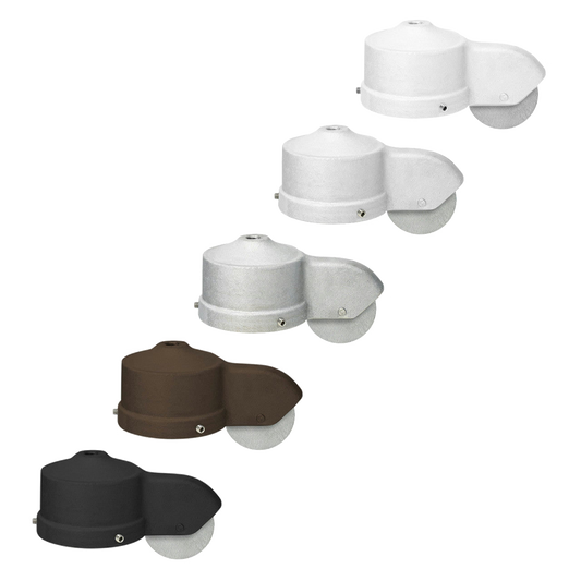 Five cap style stationary trucks for flagpoles in different finishes