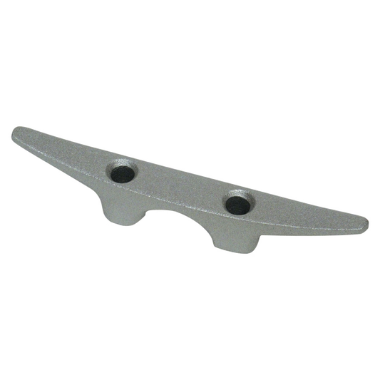 Metal cleat with two holes on a white background