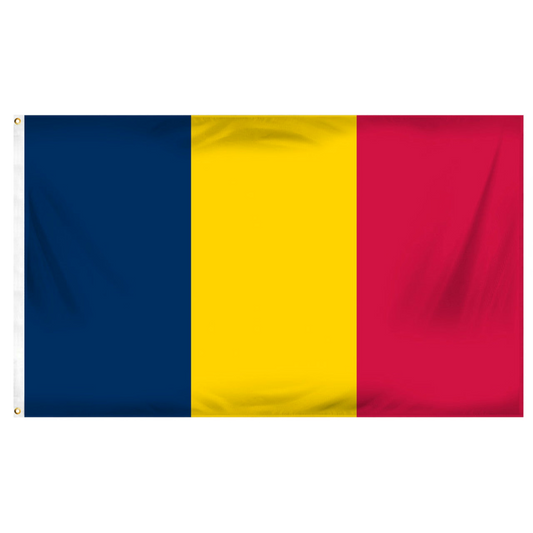 Flag with blue, yellow, and red horizontal stripes on a white background