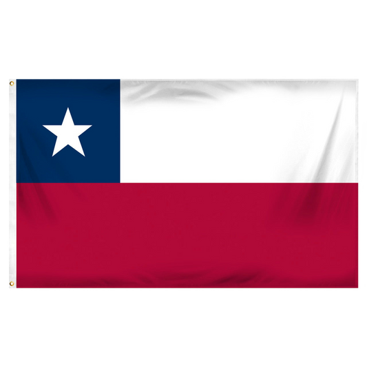 Chile national flag with blue, white, and red horizontal stripes and a white star in the top left corner.