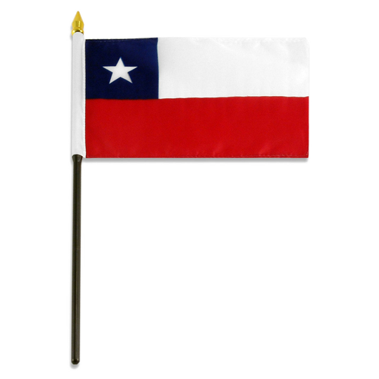 Flag of Chile with blue and red design and a white star on a white background