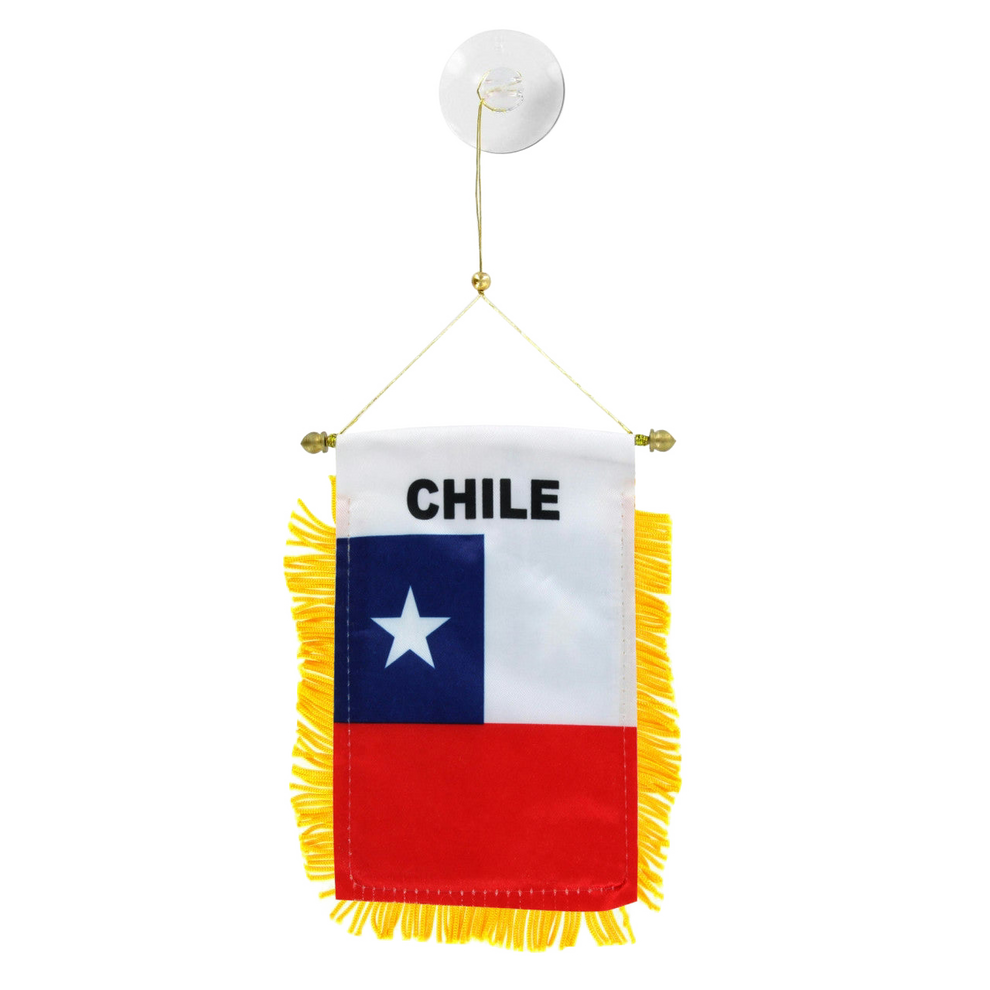 Small flag of Chile with yellow fringe on a white background
