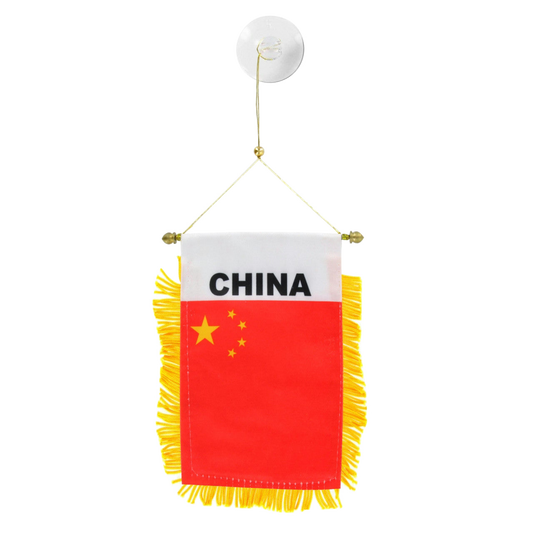 Small flag of China with yellow stars on a white background