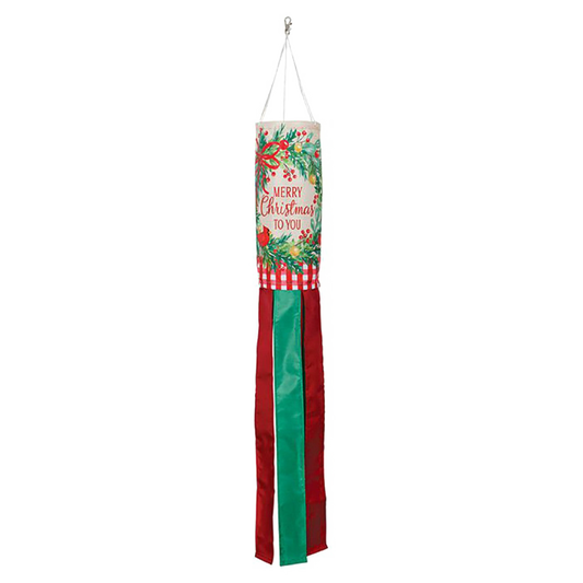 Decorative windsock with Christmas design on a white background
