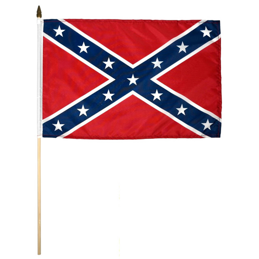 Confederate flag with orange, blue, and white colors on a white background