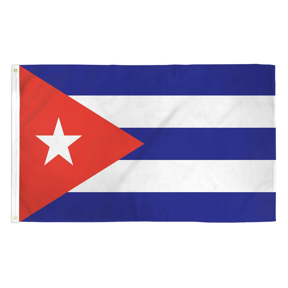 Flag of Cuba with red, white, and blue colors on a white background