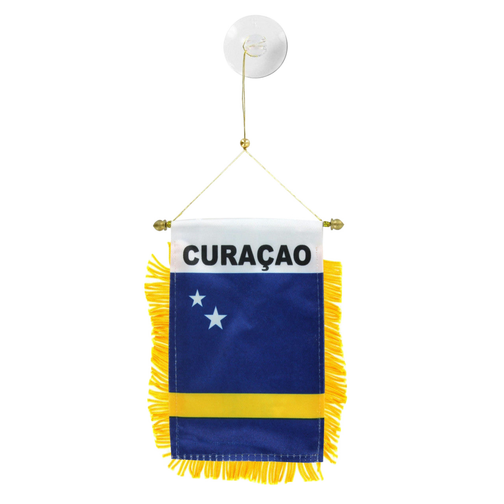Small flag of Curacao with 'CURA×ó' text on a white background