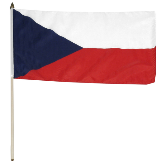Czech flag with blue triangle intersecting white and red horizonal blocks