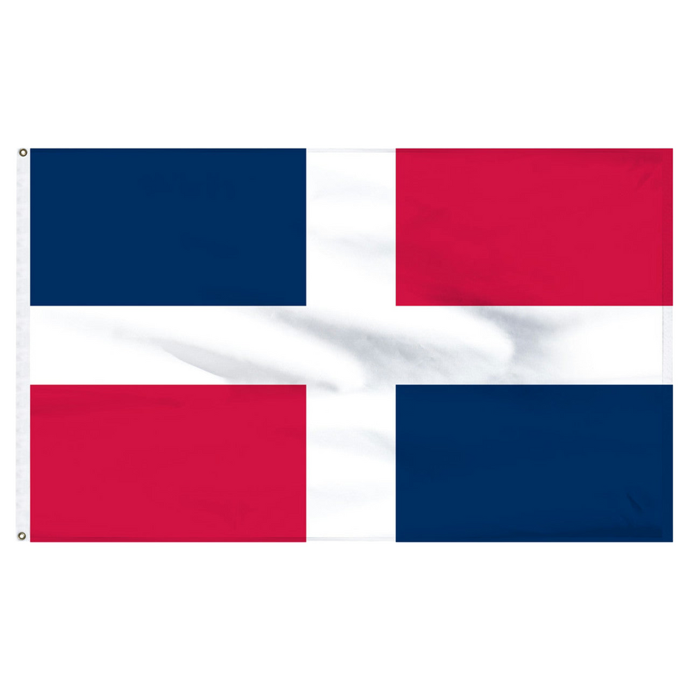 Dominican Republic flag with blue and red horizontal stripes on a white background