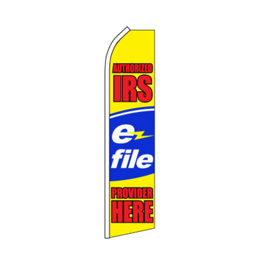 IRS E File Swooper flag on a white background