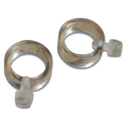 Two mount plastic clips for a flag on a white background