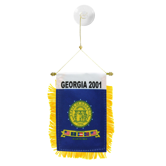 Small banner with 'Georgia 2001' text and a blue background on a white background