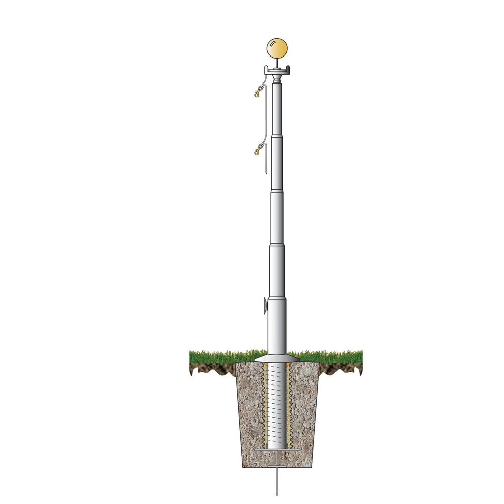 Illustration of a flagpole with an inground sleeve