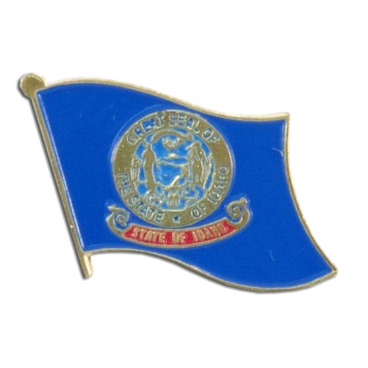 Lapel pin of the state of Idaho flag.