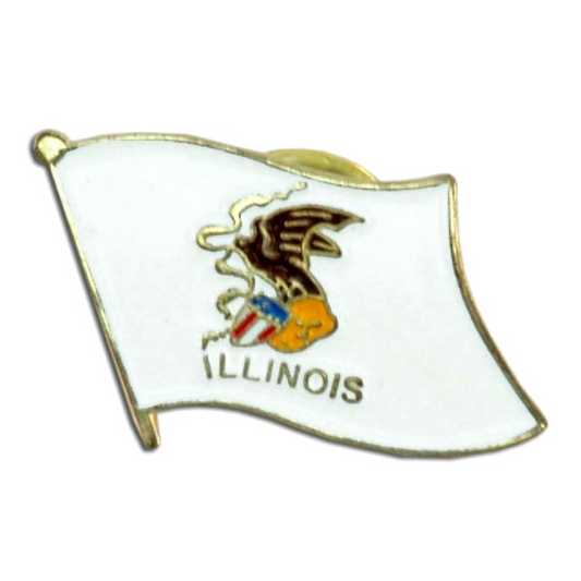 Pin with a flag design of Illinois on a white background