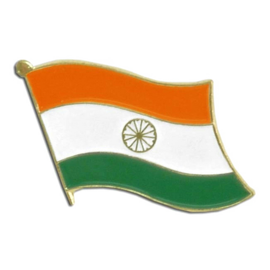 India flag lapel pin with the design of the Indian flag on a white background