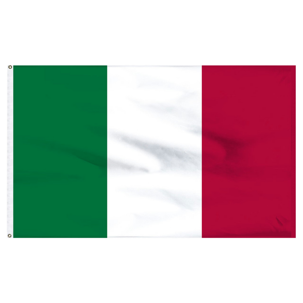 Italian flag with green, white, and red colors on a white background