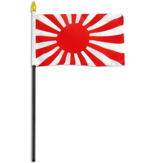 Japanese flag with red circle and red and white rays on a white background