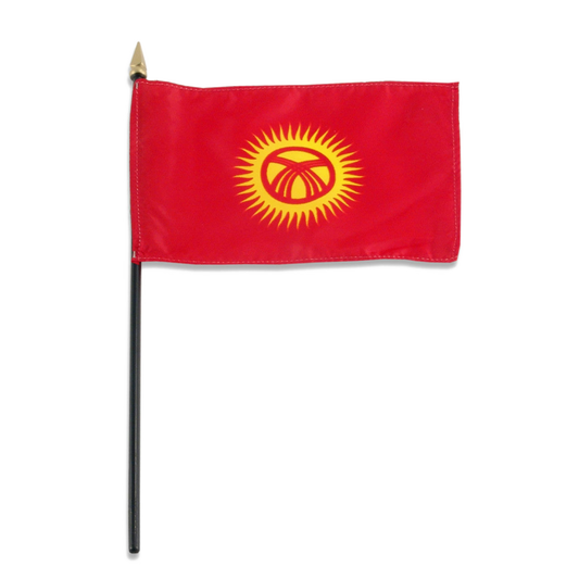 Kyrgyzstan red flag with yellow emblem on a white background