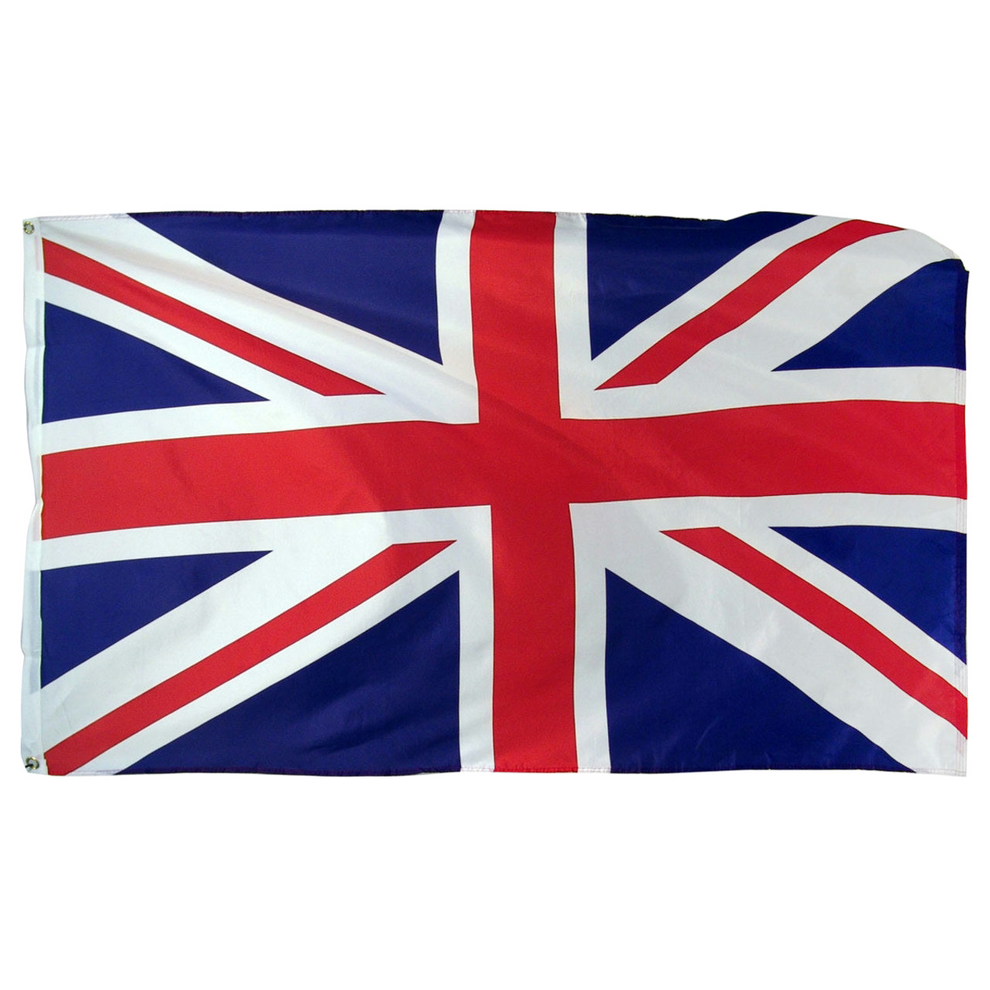 British Union Jack flag on a white background