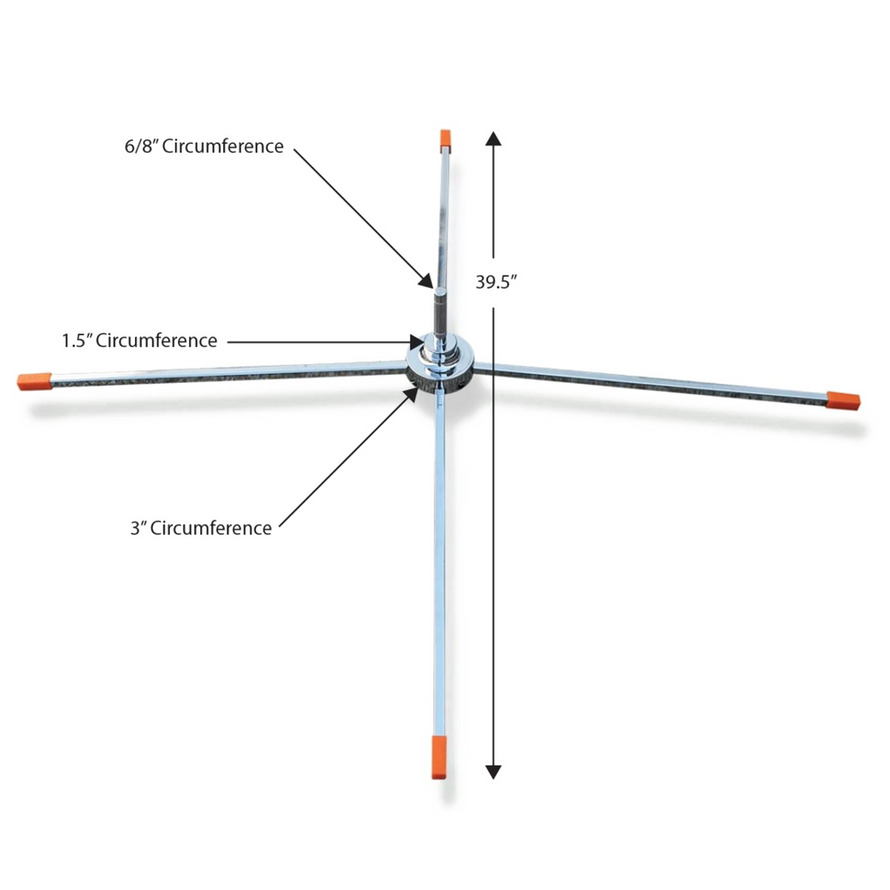 Illustration of a blade and tear drop flagpole with dimensions labeled
