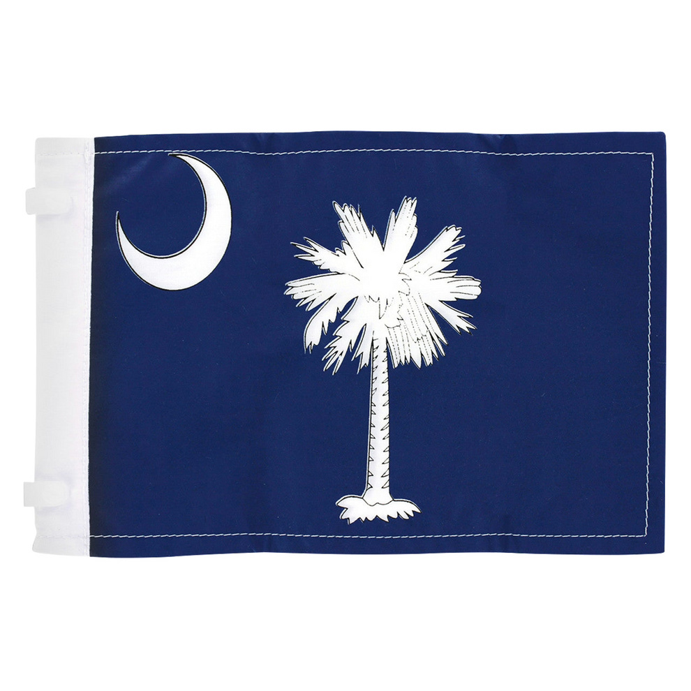 Blue Antenna Flag with a white palm tree and crescent moon