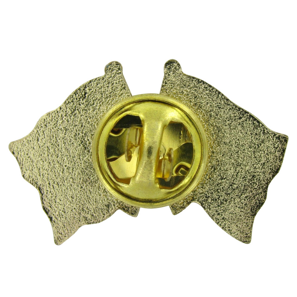 Gold-colored backing of a lapel pin